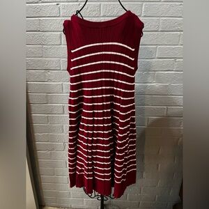 Striped Red and White Sleeveless Dress